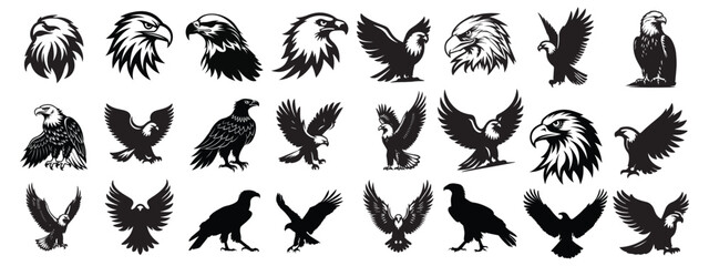 Tribal and Abstract Eagle Vector Set – Striking Emblem Designs for Logos, Tattoos, and Graphic Art in High-Resolution