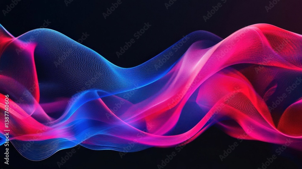 Aufkleber colorful abstract smoke background with dynamic red and blue waves flowing on a black backdrop, crea