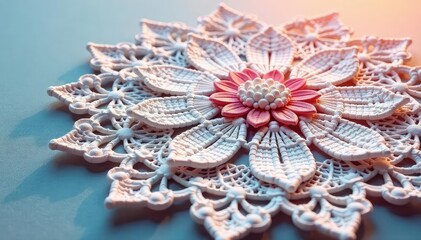 Obraz premium Intricate floral lace doily, delicate texture, antique, patterned