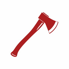Minimalist Red Axe with Sharp Blade Vector Design.