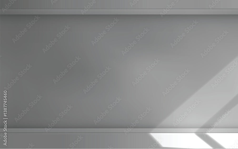 Poster minimalist gray studio background with soft, angled window light casting subtle shadows. ideal for c