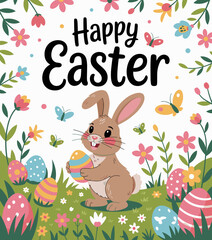 Easter poster, Easter banner, banner, Easter clipart, happy Easter, Easter 2025, 2025, Easter celebration, easter sublimation, easter card, easter, bunny, rabbit, egg, card, spring, cartoon, holiday, 