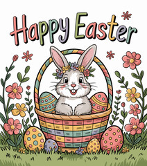 Easter poster, Easter banner, banner, Easter clipart, happy Easter, Easter 2025, 2025, Easter celebration, easter sublimation, easter card, easter, bunny, rabbit, egg, card, spring, cartoon, holiday, 