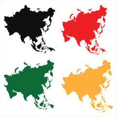 Black silhouette vector of an Asia map on a white background