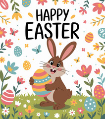 Easter poster, Easter banner, banner, Easter clipart, happy Easter, Easter 2025, 2025, Easter celebration, easter sublimation, easter card, easter, bunny, rabbit, egg, card, spring, cartoon, holiday, 