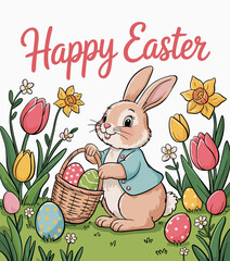 Easter poster, Easter banner, banner, Easter clipart, happy Easter, Easter 2025, 2025, Easter celebration, easter sublimation, easter card, easter, bunny, rabbit, egg, card, spring, cartoon, holiday, 