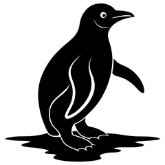 Obraz premium Penguin Vector Silhouette, Penguin Logo, Cute Animal Illustration, Symbolizes Playfulness, Nature, Adaptability, Wildlife Conservation, Arctic Creatures, Eco-friendly Design, Adventure, Frozen Habitat