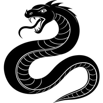 Venomous Snake Vector Silhouette, Snake Logo Icon, Viper Illustration, Symbolizes Danger, Power, Mystery, Reptile, Serpent, Wildlife, Dangerous Creatures, Bold, Modern Design, Branding, Tattoo Art