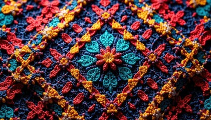 Intricate textile with repeating geometric shapes , repeating, artwork, design element