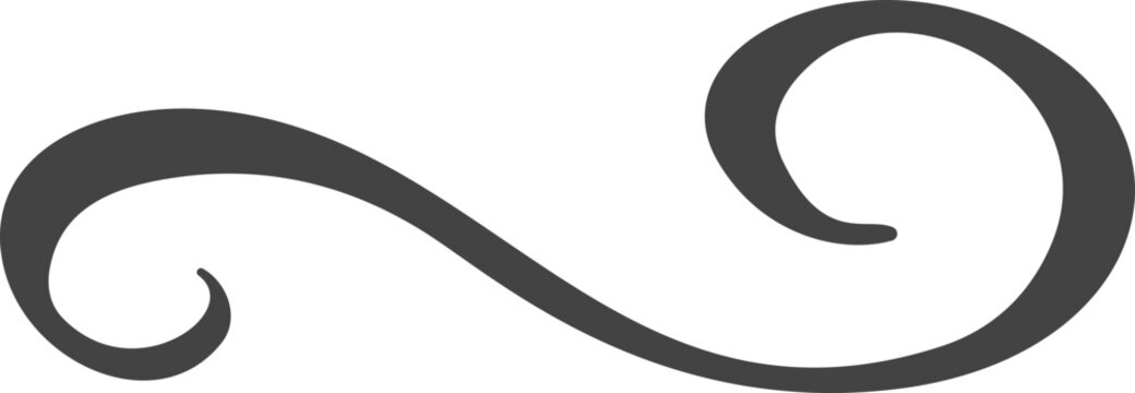 Swoosh lines. Hand-drawn squiggle stroke. Swirl swish and swash element. Calligraphic curly doodle. Wavy elegant decorative shape.