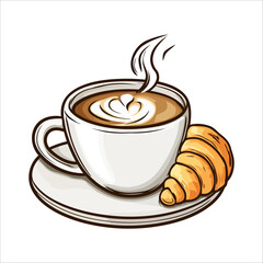 Coffee Croissant Breakfast Scene with Steam