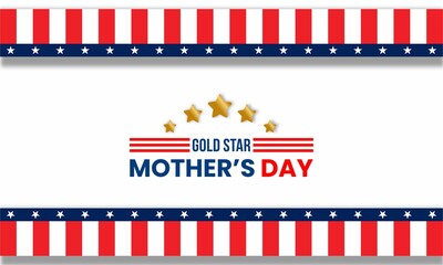 gold star mothers day card with stars on a US America flag background ,vektor ilustration