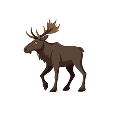 Wild deer silhouette vector illustration, an isolated mammal with antlers, evokes nature