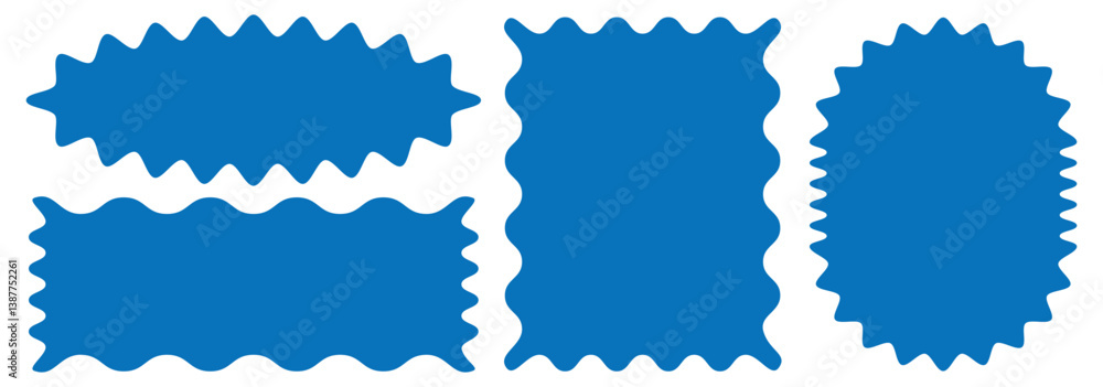 Aufkleber black silhouette scalloped frames. vector jagged geometric rectangular. geometric shapes stickers wi