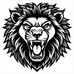 Obraz premium Lion Head Silhouette Vector Image On White Background