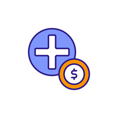 Obraz premium Public Health Cross Icon for Healthcare Budgeting.