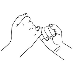 Pinky promise arms line art .Symbol of trust and connection