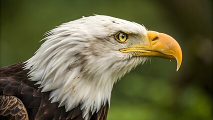 Fototapeta premium Close-Up of Bald Eagle with Piercing Yellow Eyes