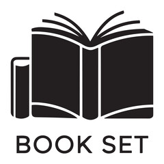 Book set icon, Silhouette Vector Black on white background