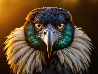 Fototapeta premium A bird with a blue beak and yellow eyes