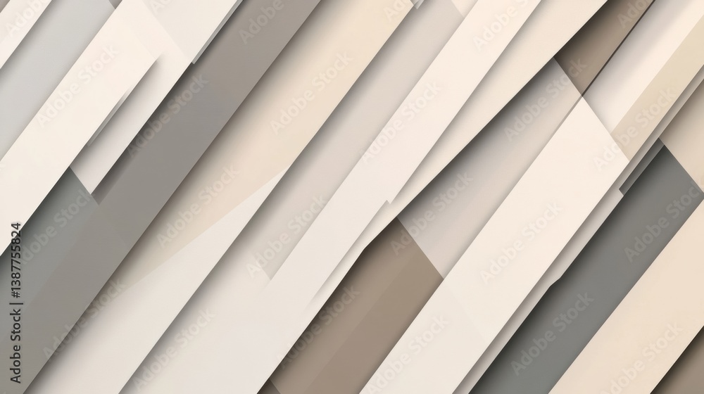 Poster Structured minimalistic pattern of abstract layered shadows creating depth in neutral tones with elegant design elements