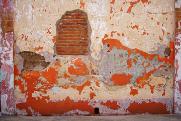 Textured old paving stone surfaces in Cholula, Puebla state