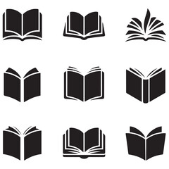 Book set icon, Silhouette Vector Black on white background