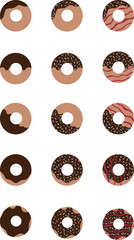 Sweet Donut Icon Set – Cartoon Style Dessert Icons