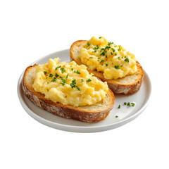 Garlic Bread with Scrambled Eggs Isolated on Transparent Background
