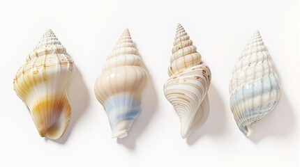 Obraz premium Four shells are shown on a white background