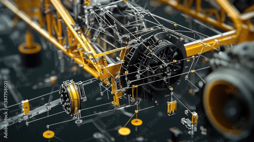 Poster d exploded view of a structural steel frame with labeled components and assembly guide