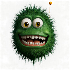 Obraz premium in pain of eyes green monster with eye patches cute 3d art illustration in transparent background transparent background isolated png stock