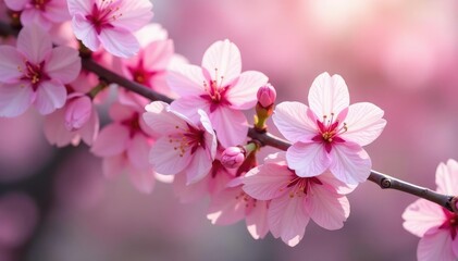 Obraz premium Vibrant pink and white sakura, full bloom, repeating motif, bloom, pink