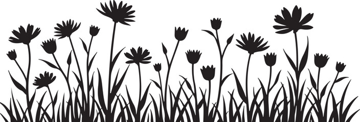 Wildflower Silhouette SVG Bundle | Floral Border Vector Clipart for Cricut & Crafts

