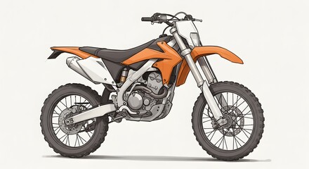 Fototapeta premium Orange Dirt Bike Detailed Illustration on White Background Great for Design
