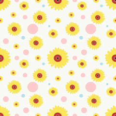Yellow flower vector pattern. Design for fabric, textile.