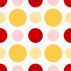 Red and yellow dots. Seamless pattern with red, yellow and pink circles.