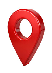 3D Red Location Pin Marker - GPS Pointer, Map Navigation Icon Isolated on Transparent Background (PNG)