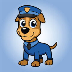 Cute coonhound Police  Cartoon Doodle Art