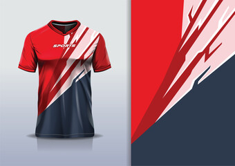Sport jersey template sharp line mockup texture grunge rustic abstract vector design for football soccer, racing, running, e sports, red black color © Nimpuna O