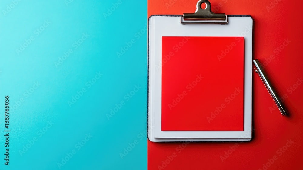 Poster checklist of summary items on a clipboard, key actions marked in red