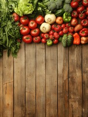 Fresh vegetables on rustic wooden surface