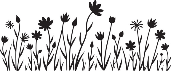 Wildflower Silhouette SVG Bundle | Floral Border Vector Clipart for Cricut & Crafts

