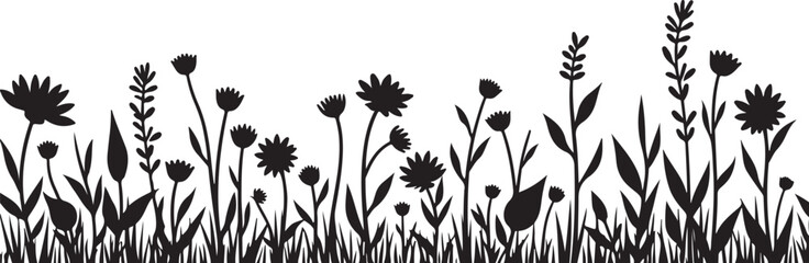 Wildflower Silhouette SVG Bundle | Floral Border Vector Clipart for Cricut & Crafts

