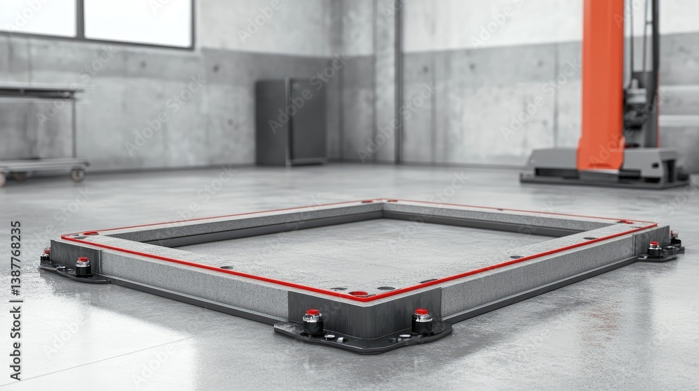 Poster concrete printing machine creating foundation layout for a modular home