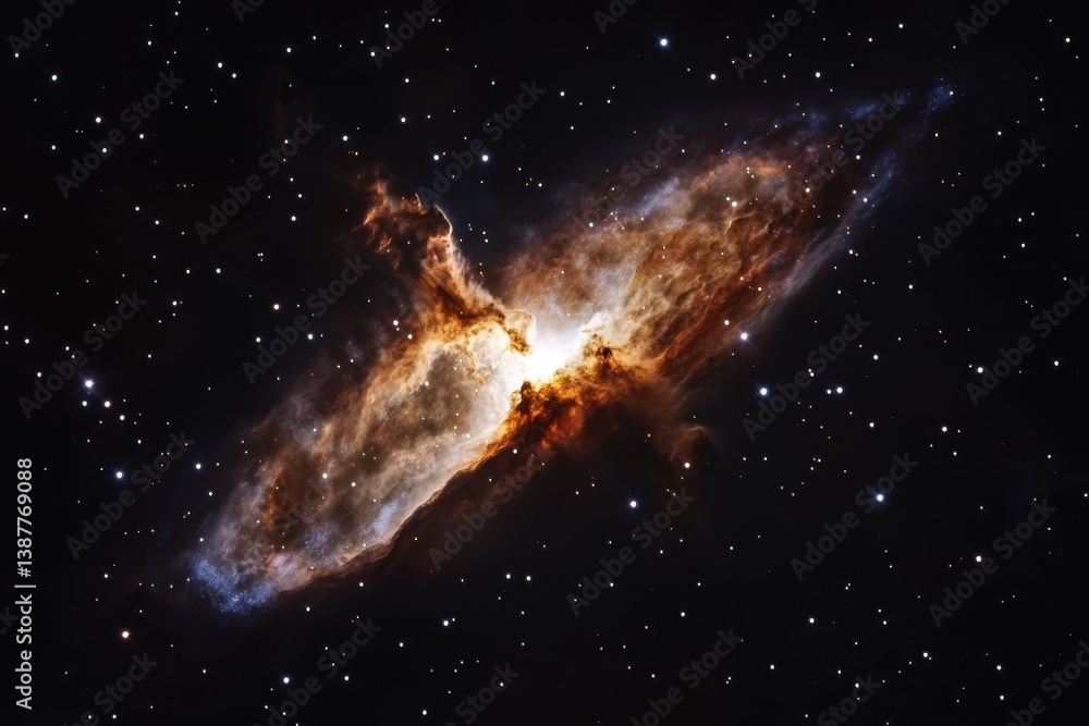 Poster colorful cosmic nebula displays intricate patterns and star formations in deep space view