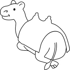 Baby Camel Cute Style Black and White Line Art Coloring Book Kids Illustration Vector Eps