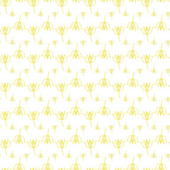 Cute Flowers And Branches Seamless Vector Pattern Design