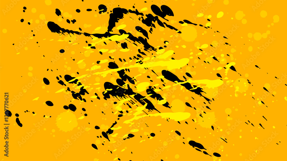 Canvas Prints a yellow background with black and yellow splattered in an irregular manner.