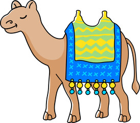 Baby Camel Full Color Cute Style with Line Art for Children Book Vector Illustration